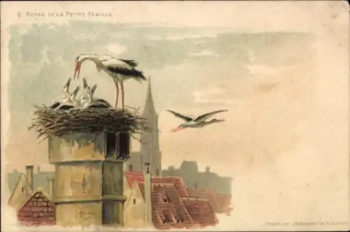 Künstler Litho Strasbourg Straßburg Elsass Bas Rhin, Storchennest