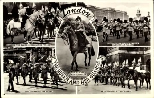 Ak City of Westminster London England, Changing the Guard, Horseguards Parade, Queen Elizabeth, Y