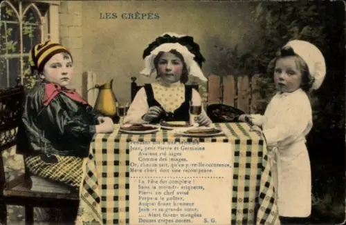 Ak Kinder in Tracht, les Crepes