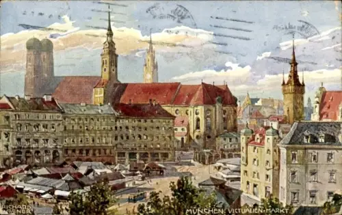 Künstler Ak München, Viktualienmarkt