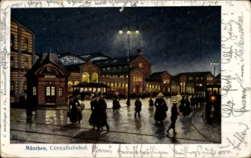 Künstler Ak München Bayern, Zentralbahnhof