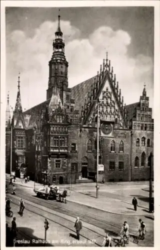 Ak Wrocław Breslau Schlesien, Rathaus am Ring