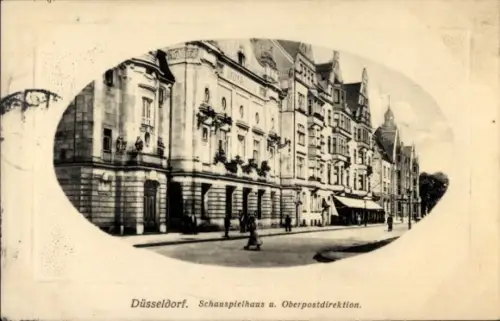 Präge Passepartout Ak Düsseldorf am Rhein, Schauspielhaus, Oberpostdirektion