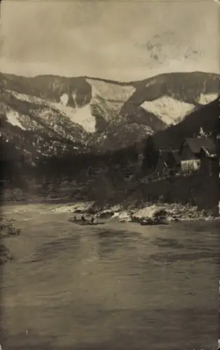 Ak Weyer in Oberösterreich, Blick auf Enns, Floss, Berge