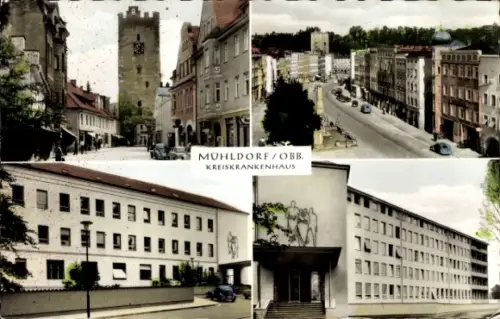 Ak Mühldorf am Inn Oberbayern,  Kreiskrankenhaus, Stadtansicht,  Gebäude