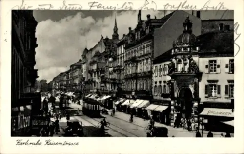 Ak Karlsruhe in Baden, Karlsruhe Kaiserstraße, Straßenansicht, Straßenbahn, Geschäfte, CIGARREN