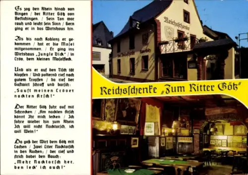 Ak Kröv an der Mosel, Reichsschenke Zum Ritter Götz, Gedicht