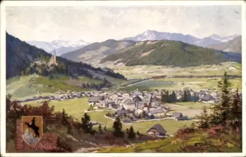 Künstler Ak Tamsweg in Salzburg, Gesamtansicht, St. Leonhardskirche