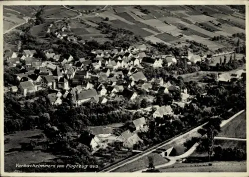 Ak Vorbachzimmern Niederstetten in Württemberg, Luftaufnahme von  viele Häuser, ländliche Umgebun