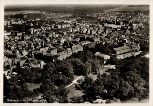 Ak Darmstadt in Hessen, Luftbild von  Stadtansicht, Flugzeugaufnahme