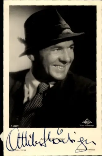 Ak Schauspieler Attila Hörbiger, Portrait mit Hut