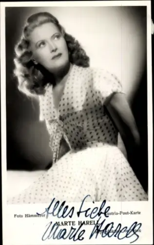 Foto Ak Schauspielerin Marte Harell, Portrait, Autogramm