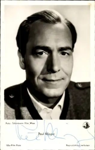 Ak Schauspieler Paul Klinger in Hengst Maestoso Austria, Portrait, Autogramm