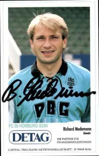 Autogrammkarte Fußballer Richard Mademann, FC Homburg, Portrait, Autogramm