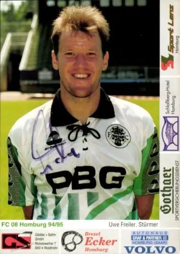 Autogrammkarte Fußballer Uwe Freiler, FC Homburg, Autogramm