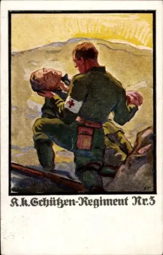 Künstler Ak K. k. Schützen-Regiment Nr. 3, Der treue Kamerad