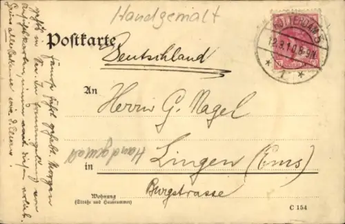 Handgemalt Ak Ariadne Bremen, Rettungsring