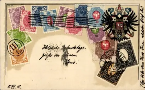 Briefmarken Wappen Litho Russland, Zweiköpfiger Adler, Krone