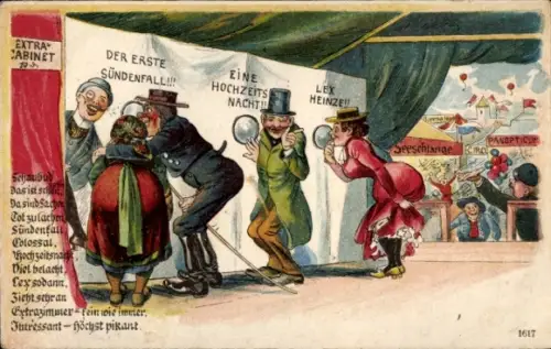 Litho Jahrmarkt, Extra-Cabinet, Erster Sündenfall, Hochzeitsnacht, Neugierige Menschen