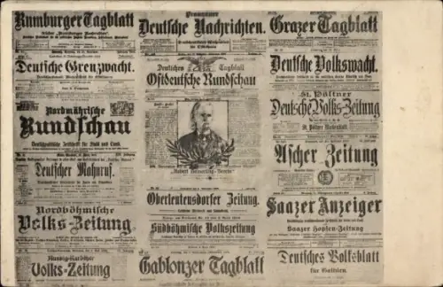 Zeitungs Ak Deutsche Nachrichten, Ostdeutsche Rundschau, Gablonzer Tagblatt