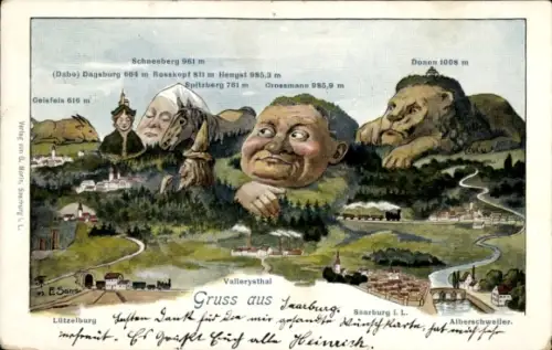 Künstler Ak Lutzelbourg Lothringen Moselle, Berggesichter, Alverschwiller, Sarrebourg, Donon