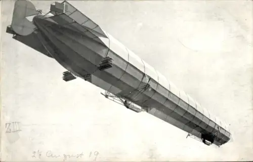 Ak Zeppelin Luftschiff III in der Luft, LZ 6, Kaiserfahrt, Landung in Nürnberg 1909