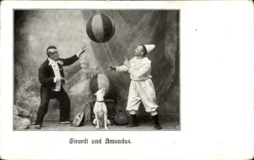 Ak Zirkus, Girardi und Amandus, Hund, Bälle
