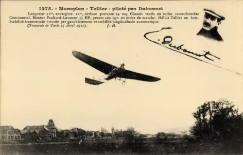 Ak Flugzeug, Monoplan Tellier, Pilot Dubonnet