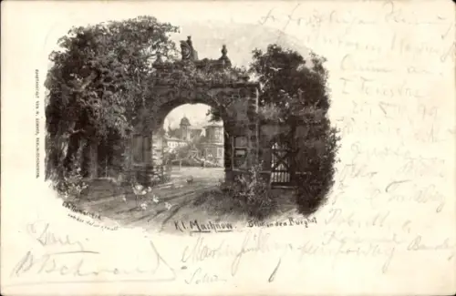 Künstler Litho Thomasczek, Otto, Klein Machnow Rangsdorf, Burghof, Eingangstor