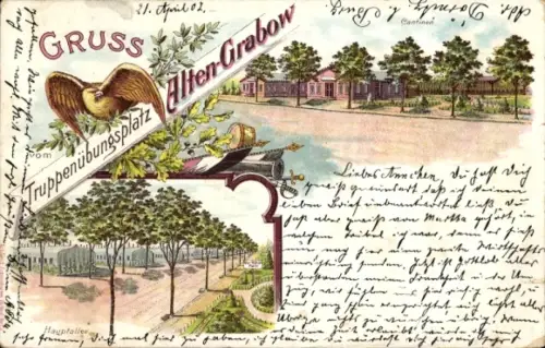 Litho Altengrabow Möckern in Sachsen Anhalt, Truppenübungsplatz, Hauptallee, Kantinen