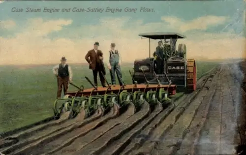 Ak Case Steam Engine and Case-Sattley Engine Gang Plows