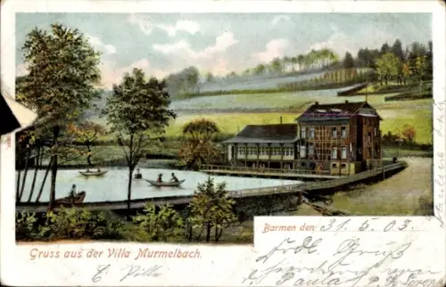 Ak Barmen Wuppertal, Villa Murmelbach, Bootsteich
