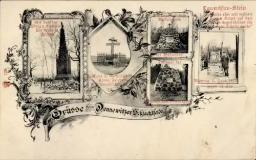 Ak Dennewitz Niedergörsdorf in Brandenburg, Dennewitzer Schlachtfeld, Denkmäler, Tauentzien-Stein