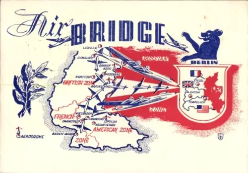 Ak Berlin Pankow Rosenthal, One Year Air Bridge Luftbrücke, Deutschland Zonen