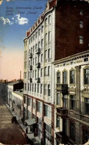 Ak Lodz Polen, Partie am Hotel Savoy