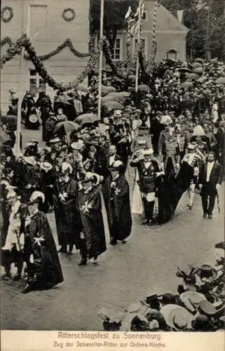 Ak Sonnenburg Słońsk Ostbrandenburg, Ritterschlagfest, Johanniter Ritter zur Ordenskirche