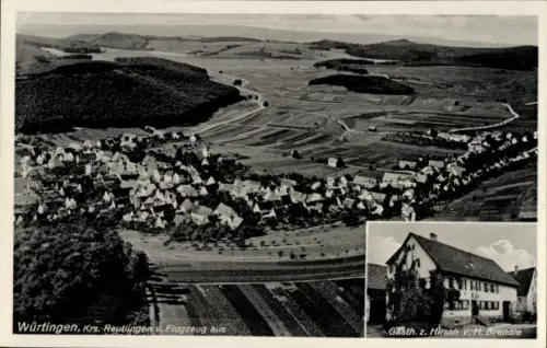 Ak Würtingen St. Johann Schwäbische Alb Württemberg, Luftaufnahme, Gasthaus z. Hirsch