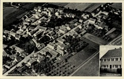 Ak Wolkertshofen Markt Nassenfels Oberbayern, Luftaufnahme von  Handlung Meyerle, 