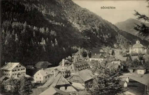 Ak Böckstein Bad Gastein in Salzburg,  Berglandschaft, Häuser, Bäume, Kirche