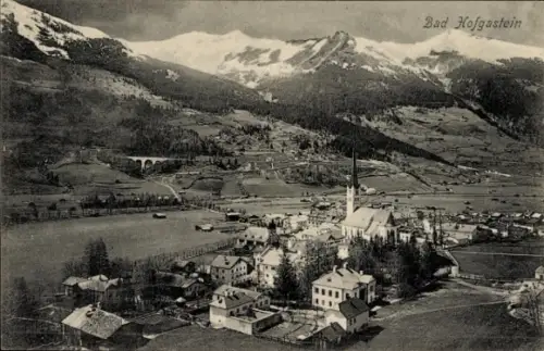 Ak Bad Hofgastein in Salzburg,  Berge, Kirche, Häuser, Tal