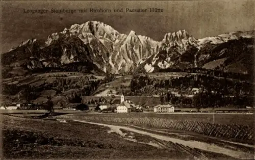 Ak Leogang in Salzburg, Leoganger Steinberge, Birnhorn, Passauer Hütte, Landschaftsaufnahme