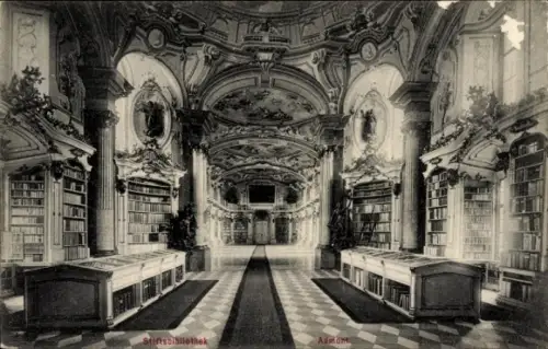 Ak Admont Gesäuse Steiermark, Kummerbrücke mit Planspitze, Stiftsbibliothek,  Innenansicht, Büche