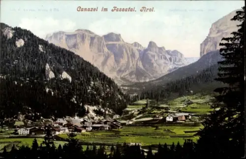 Ak Canazei Kanzenei Südtirol, Gesamtansicht, Fassatal
