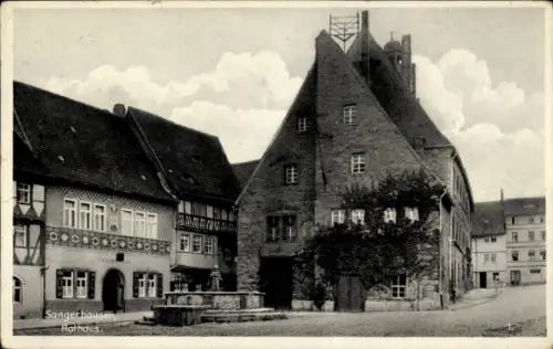 Ak Sangerhausen am Harz,  Rathaus, Brunnen,  Gebäude