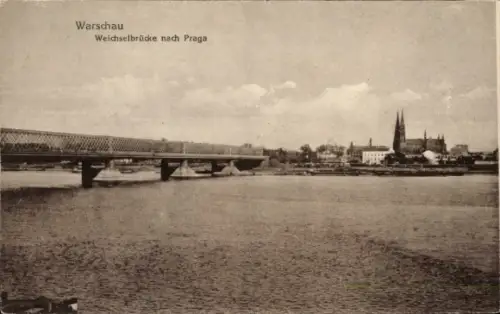 Ak Warszawa Warschau Polen, Weichselbrücke, Blick auf die Stadt,  Architektur