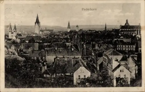 Ak Paderborn in Westfalen,  Stadtansicht, Türme, Dächer,  Gebäude