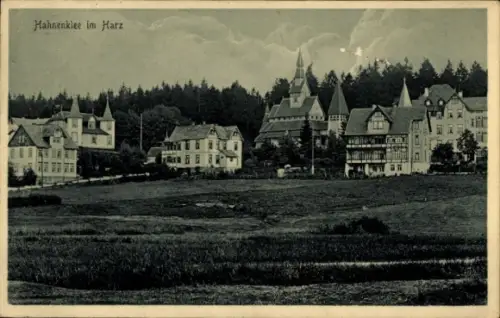Ak Hahnenklee Bockswiese Goslar im Harz, Hahnenklee im Harz, Landschaft, Gebäude, Wald