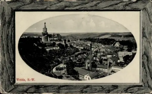 Ak Weida in Thüringen, Panoramaansicht von  S.-W., Burg, Stadtansicht, Fabriken