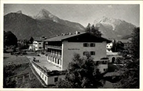 Ak Strub Berchtesgaden in Oberbayern, Jugendherberge  Watzmann, Hochkalter, Berge