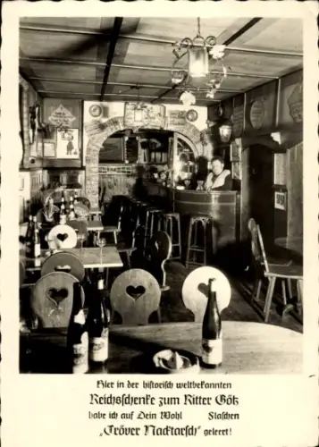 Ak Traben Trarbach an der Mosel, Reichsschenke, Ritter Götz, Wein